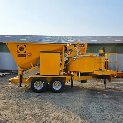 Betonmischanlage FIBO B1200 auf Fahrwerk mit Silo