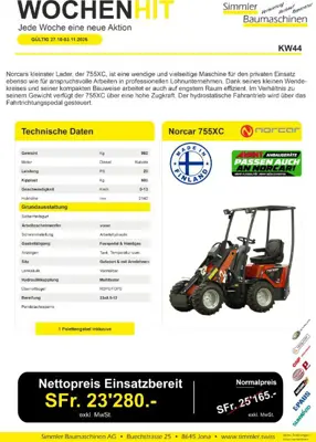 AKTION Norcar 755XC inkl. Palettengabel – CHF 23'280.–