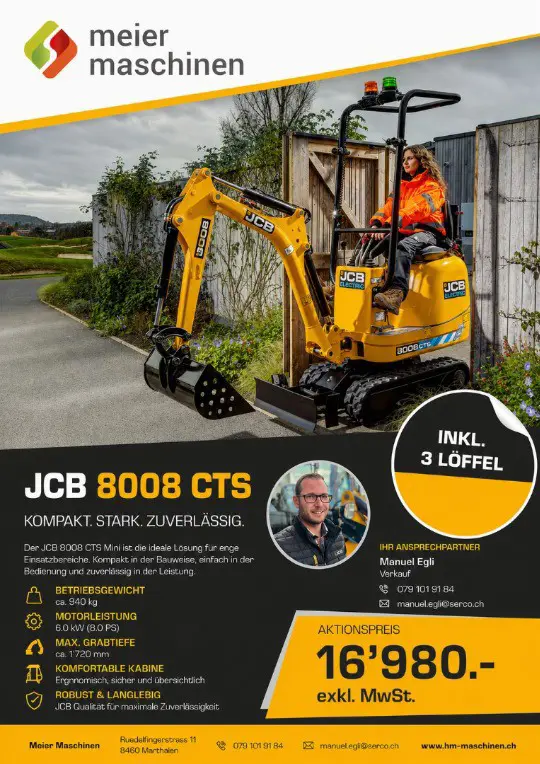 JCB 8008 CTS Minibagger inkl. 3x Löffel